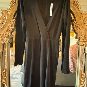 Alice + Olivia Black Long-Sleeve Midi Dress